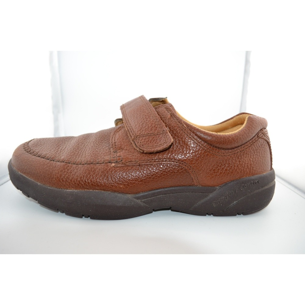 Dr. Comfort SCOTT Mens Brown Leather Hook and Loop Comfort Shoes Size 10W